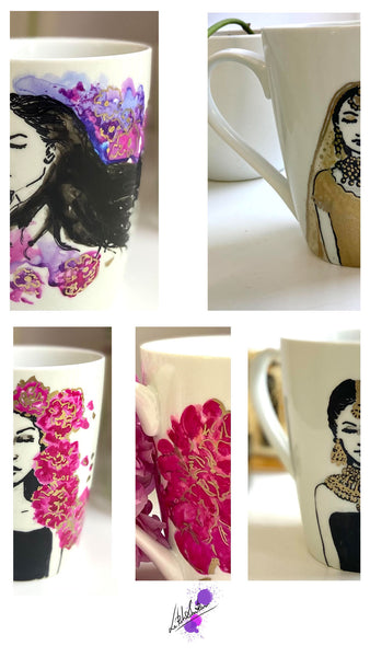 Caffeine loaded with artwork - Hand Painted mugs