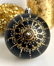 Load image into Gallery viewer, Rangoli inspired Christmas ornament - black , gold and white
