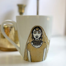 Load image into Gallery viewer, Hand painted ceramic mug with South Asian Bridal illustration 
