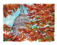 Load image into Gallery viewer, Capitol Building -Autumn Leaves- Art Print
