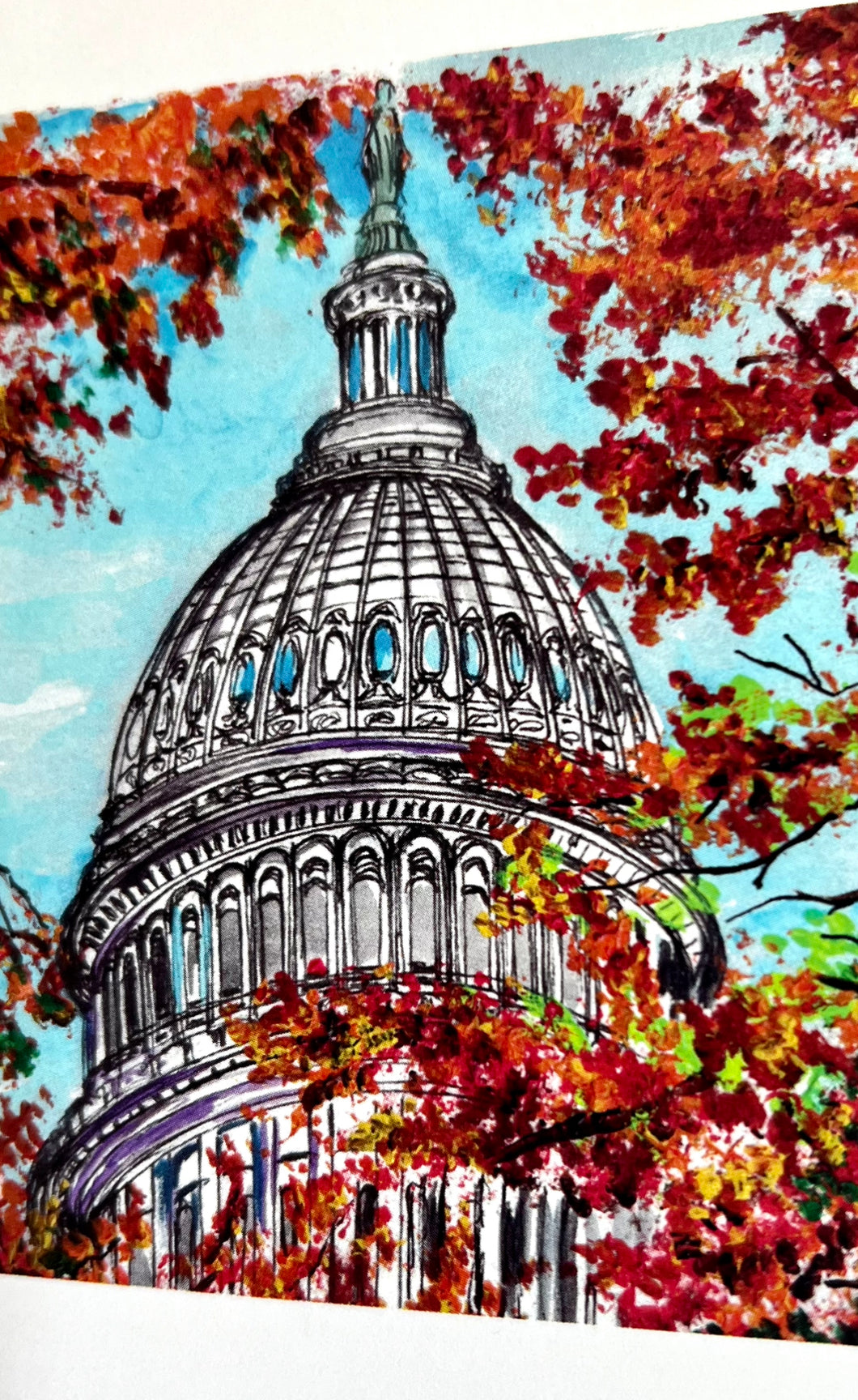 Capitol Building -Autumn Leaves- Art Print