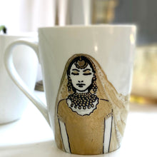 Load image into Gallery viewer, Hand painted ceramic mug with South Asian Bridal illustration 
