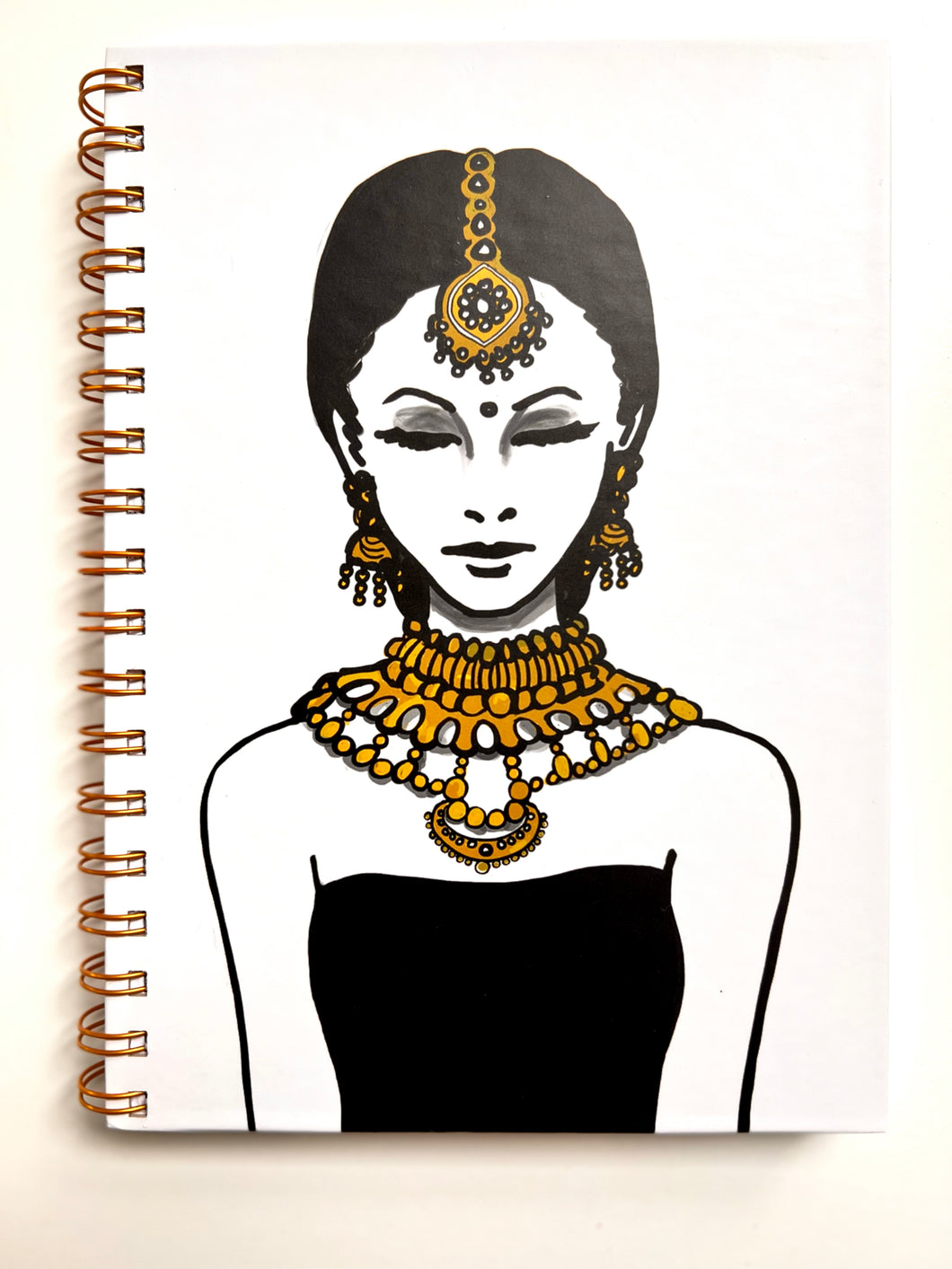 Hardbound Sprial Notebook - Neha- Indian / South Asian woman in heavy jewelry