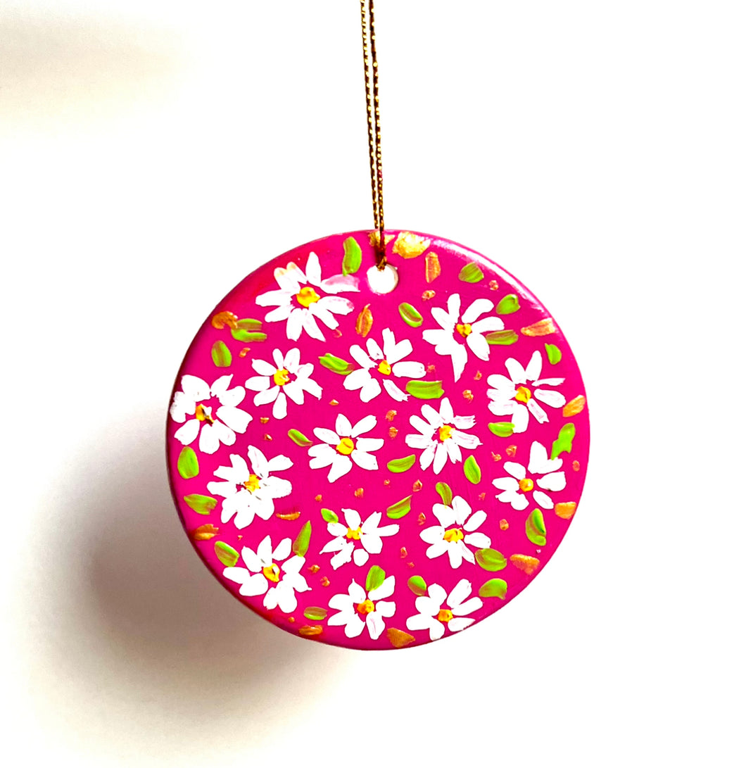 Hand Painted Christmas Ornament - Pink 2