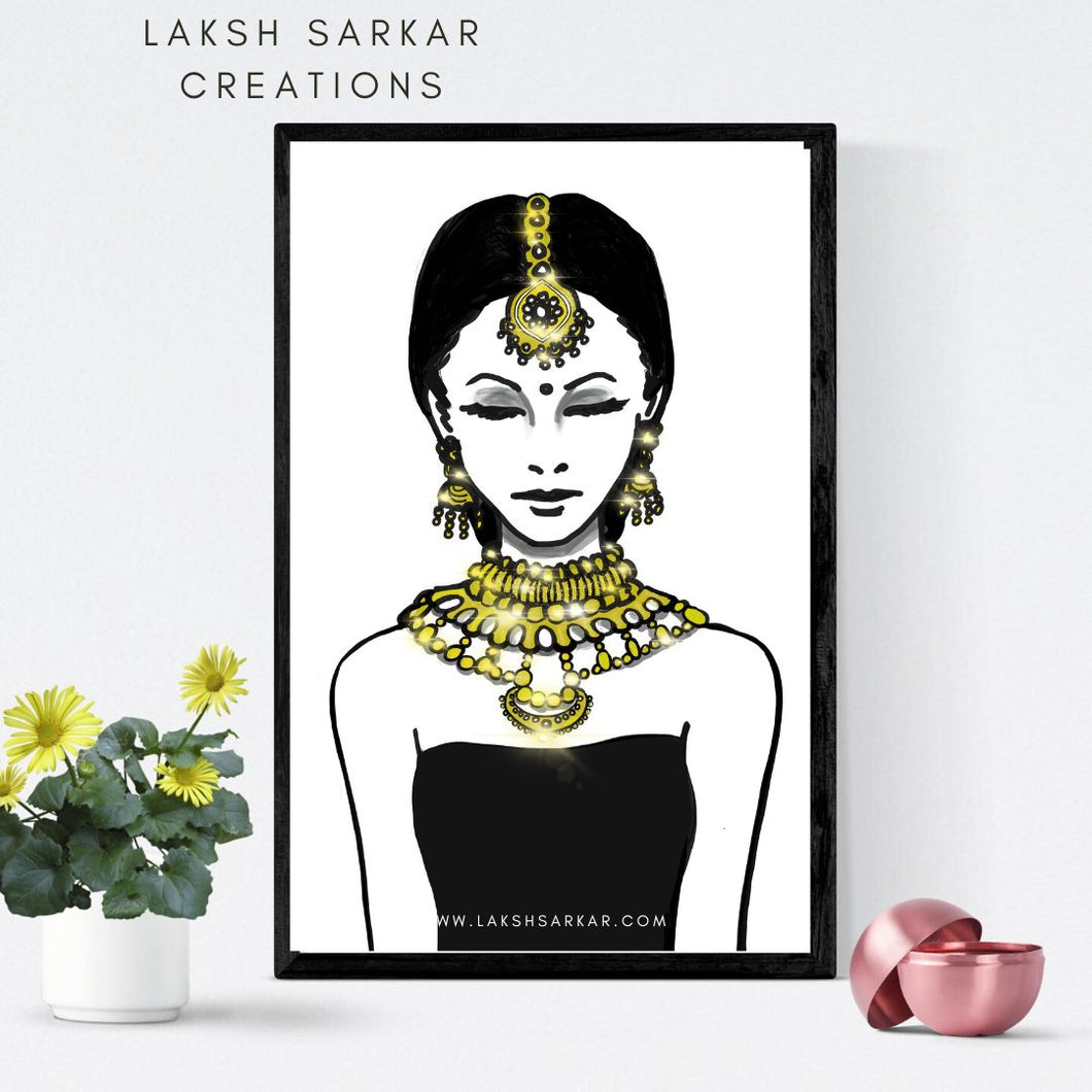 Neha - South Asian Woman , Indian Woman , Desi Bride, Desi Artwork
