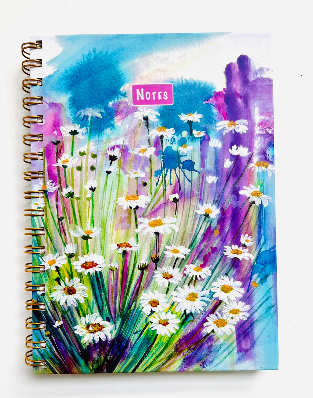 Hardbound Spiral Notebook - White Daisies