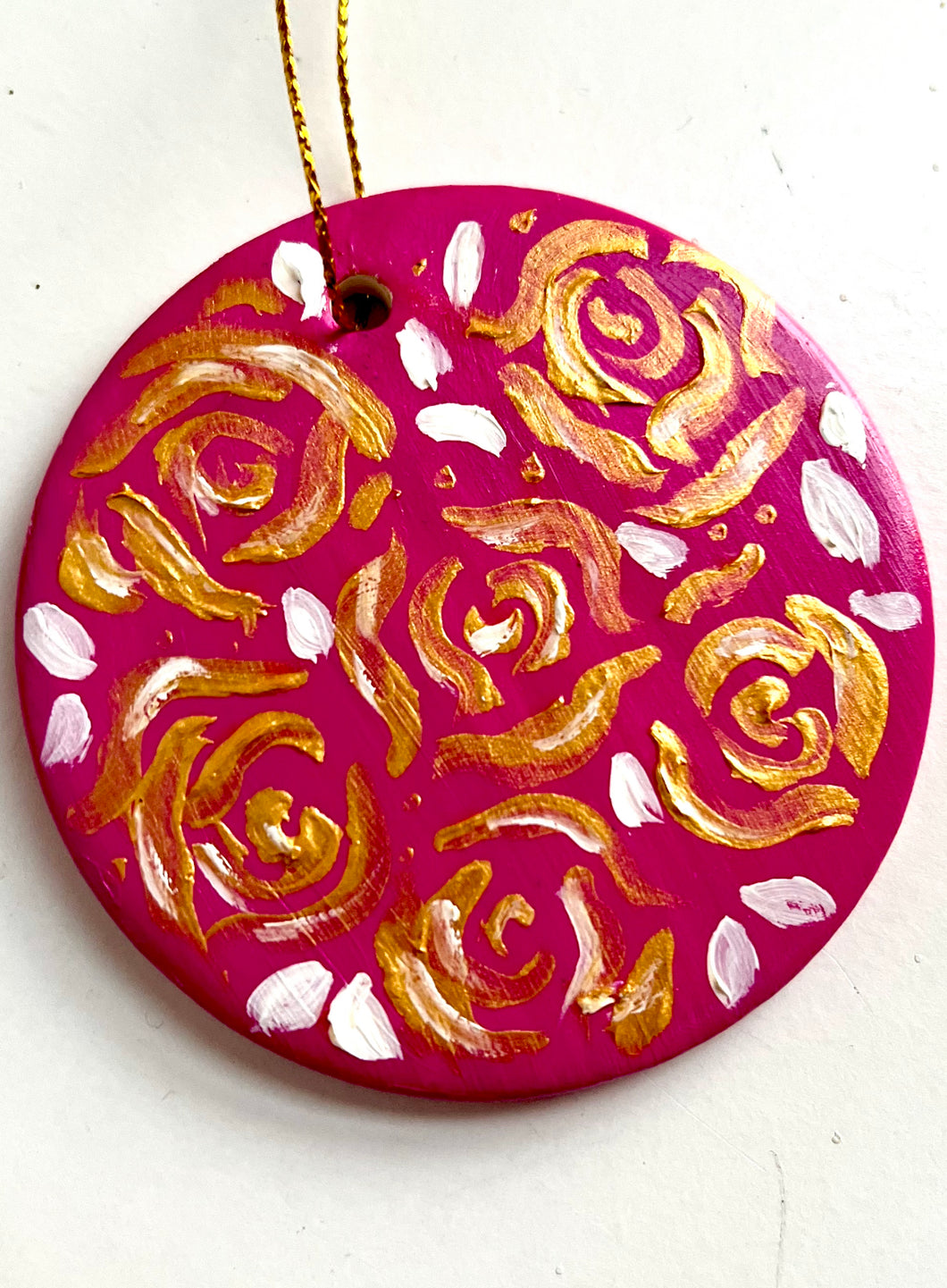 Hand Painted Christmas Ornament - Pink 1