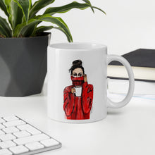 Load image into Gallery viewer, White glossy mug - Sweater Weather and Coffee - Left handed mug
