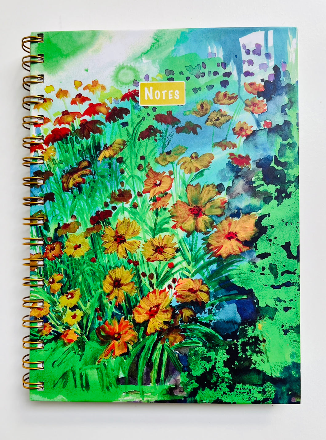 Hardbound Sprial Notebook - Yellow Flowers and Greenery